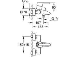 Grohe Einhebelmischer-Wannenarmatur Feel Chrom