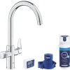 Grohe Küchenarmatur-Set Blue Pure Start Curve mit Mini Aktivkohlefilter Silber