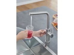 Grohe L-Auslauf Armatur und Boiler Red Duo L-Size Supersteel