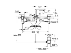 Grohe 3-Loch-Waschtischbatterie Lineare Chrom