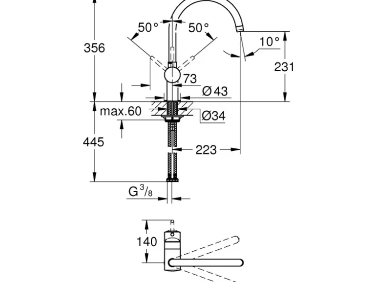 Grohe Minta Spültischbatterie mit C-Auslauf in Velvet Black