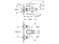 Grohe QuickFix Badewannenarmatur Start Loop für die Wandmontage