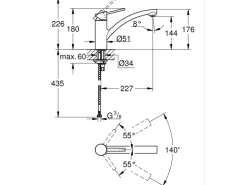 Grohe QuickFix  Einhand-Küchenarmatur Swift DN 15 Niedrig Schwenkbereich Chrom