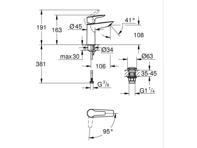 Grohe QuickFix Einhand-Waschtischbatterie Start Alira M-Size Chrom
