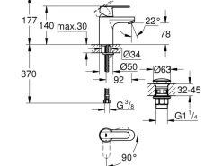 Grohe QuickFix Einhand-Waschbeckenarmatur Get S-Size
