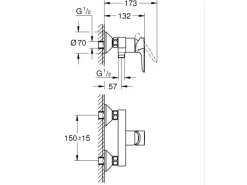 Grohe QuickFix Einhebel-Duscharmatur Start Alira Chrom Wandmontage