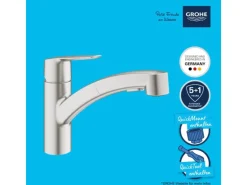 Grohe QuickFix Spültischarmatur Start Supersteel mit ausziehbarer Dualbrause