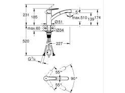 Grohe QuickFix Spültischarmatur Start Chrom mit ausziehbarer Dualbrause