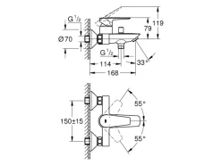 Grohe QuickFix Wannenarmatur Start Edge für die Wandmontage