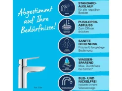 Grohe QuickFix Waschtischarmatur Start S-Size Push-open Ablaufgarnitur 1 1/4"