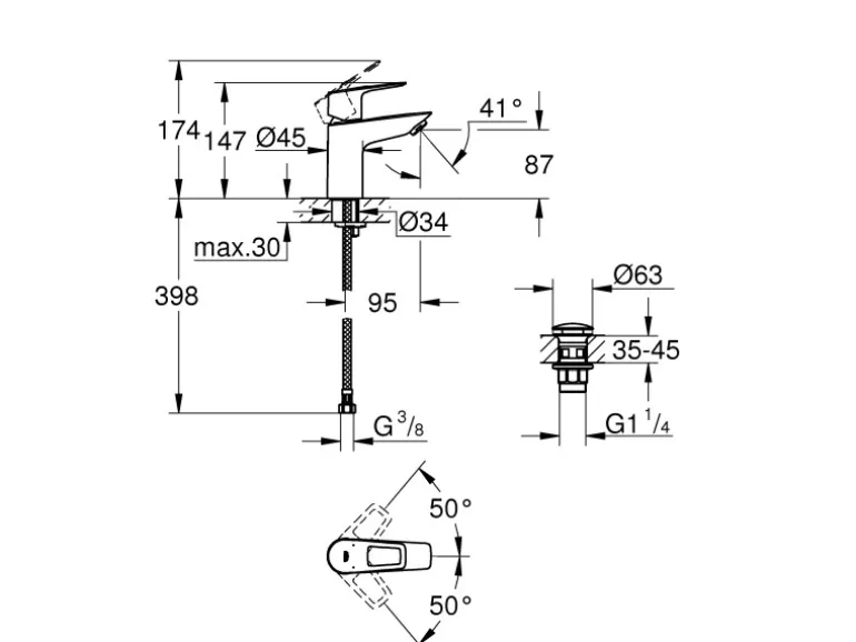 Grohe QuickFix Waschtischarmatur Start Loop S LowFlow 3,5 l/min 32 mm (1 1/4")