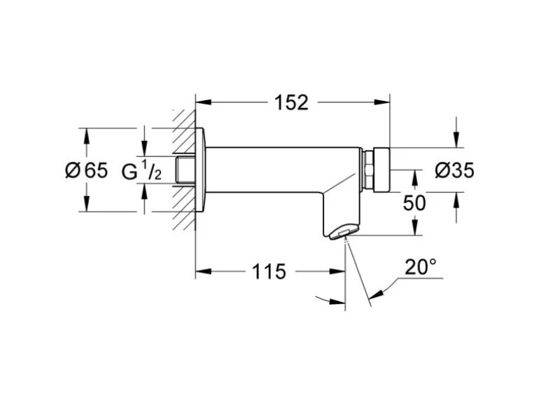 Grohe Selbstschluss-Wandauslaufventil Euroeco CT Chrom