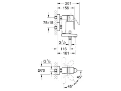 Grohe Vertica-Einhand-Wannenbatterie Eurostyle Cosmopolitan Chrom