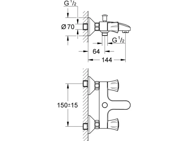 Grohe Zweigriff-Wannenarmatur Costa DN 15
