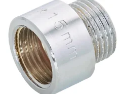 Hahnverlängerung 18,6 mm (Rp 1/2) x 21 mm (R 1/2) Messing Verchromt 15 mm