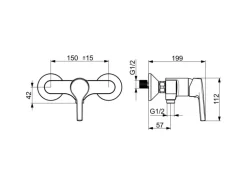 Hansa Brausebatterie Einhebelmischer Paleno 5647 Chrom