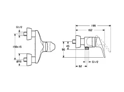 Hansa Brausebatterie Einhebelmischer Mix 0167 Chrom