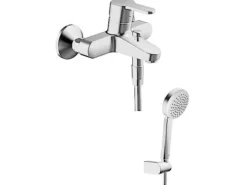 Hansa Einhand Wannenbatterie HANSAPRIMO AP mit Brausegarnitur in Chrom