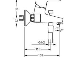 Hansa Einhand Wannenbatterie HANSAPRIMO AP mit Brausegarnitur in Chrom