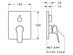 Hansa Einhand-Wannen-Funktionseinheit mit Sicherungseinrichtung HANSATWIST Rosette eckig in Chrom