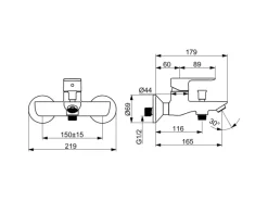 Hansa Wannenfüll- und Brausebatterie EHM Basic 5544 Chrom