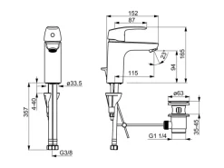 Hansa Waschtischbatterie Einhebelmischer Pinto XL 4501 Chrom