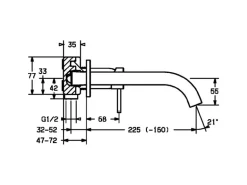 Hansa Waschtisch-Einhand-Wandbatterie 22,5 cm HANSAPUBLIC in Chrom
