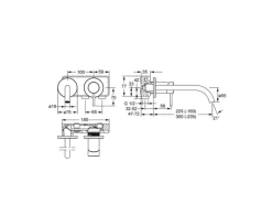 Hansa Waschtisch-Einhand-Wandbatterie Ausladung 22,5 cm HANSAPUBLIC in Chrom