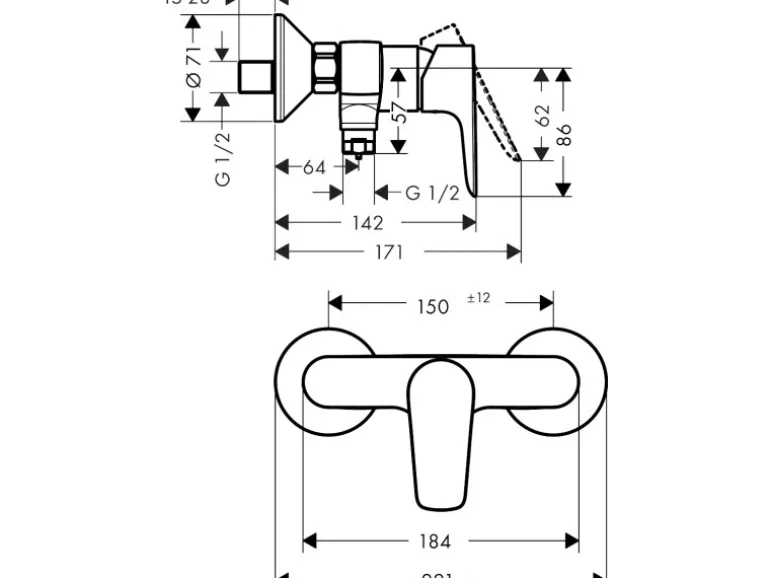 Hansgrohe Einhebel-Brausearmatur Talis E Aufputz Chrom