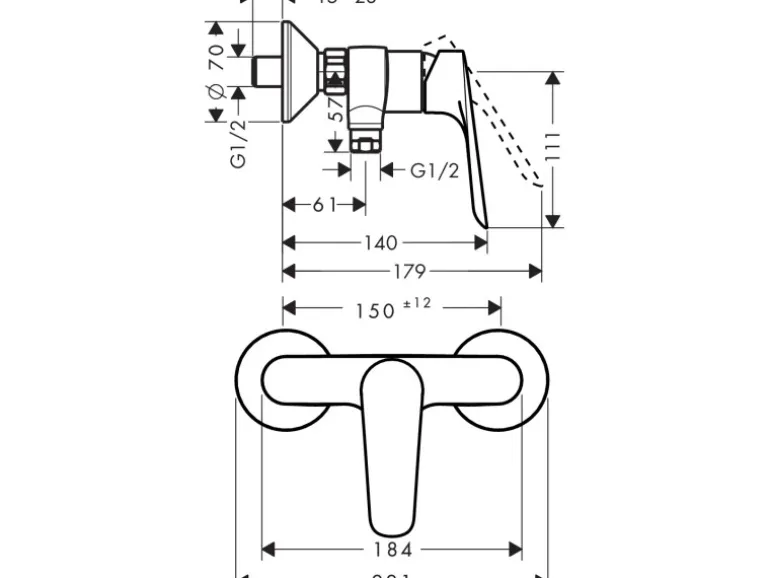 Hansgrohe Einhebel-Brausearmatur Logis E Aufputz Chrom