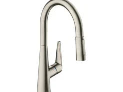 Hansgrohe Einhebel-Küchenarmatur Talis S 200 mit Ausziehbrause Edelstahl Finish