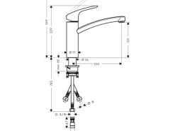 Hansgrohe Einhebel-Küchenarmatur Focus für offene Warmwasserbereiter Chrom