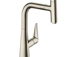 Hansgrohe Einhebel-Küchenmischer mit Ausziehauslauf M5115-H220 Edelstahl Finish