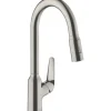 Hansgrohe Einhebel-Küchenmischer mit Ausziehbrause M4216-H220 Edelstahl Finish