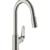 Hansgrohe Einhebel-Küchenmischer m. Ausziehbrause M429-H220 Edelstahl Finish