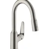 Hansgrohe Einhebel-Küchenmischer m. Ausziehbrause M429-H180 Edelstahl Finish