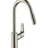 Hansgrohe Einhebel-Küchenmischer mit Ausziehbrause M4116-H240 Edelstahl Finish