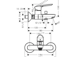 Hansgrohe Einhebel-Wannenarmatur Logis E Aufputz Chrom