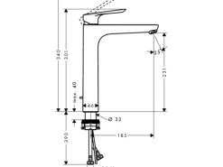 Hansgrohe Einhebel-Waschtischarmatur Logis E 230 mm Chrom mit Zugstangen-Ablauf