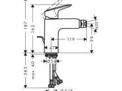 Hansgrohe Logis Einhebel-Bidetmischer 100 mit Zugstangen-Ablaufgarnitur Chrom