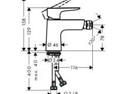 Hansgrohe Talis E Einhebel-Bidetmischer mit Push-Open Ablaufgarnitur Chrom