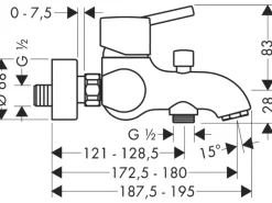 Hansgrohe Talis S Einhebel-Wannenmischer Aufputz Chrom