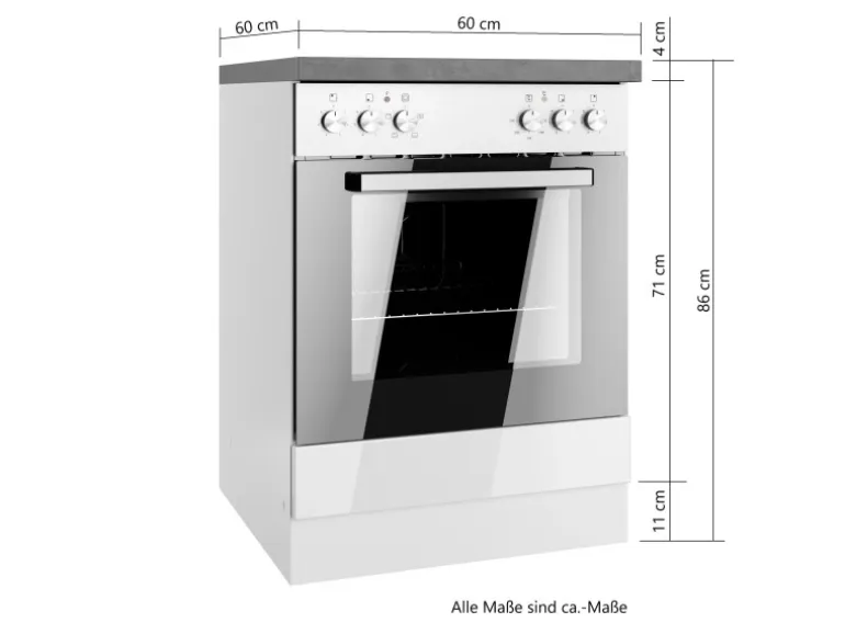 Held Küchen Herdumbauschrank Gera 60 cm Weiß/Wotan