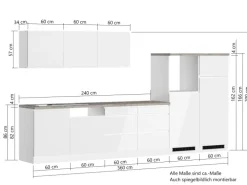Held Küchen Küchenzeile Gera 360 cm Weiß/Wotan ohne E-Geräte