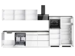 Held Küchen Küchenzeile Gera 360 cm Weiß/Beton mit E-Geräten Induktion