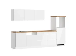 Held Küchen Küchenzeile Gera 300 cm Weiß/Wotan ohne E-Geräte /autark