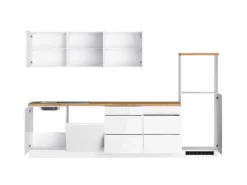 Held Küchen Küchenzeile Gera 300 cm Weiß/Wotan ohne E-Geräte /autark