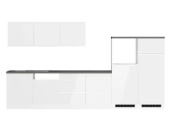 Held Küchen Küchenzeile Gera 360 cm Weiß/Beton ohne E-Geräte