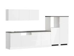 Held Küchen Küchenzeile Gera 360 cm Weiß/Beton ohne E-Geräte