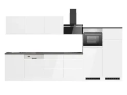 Held Küchen Küchenzeile Gera 360 cm Weiß/Beton mit E-Geräte